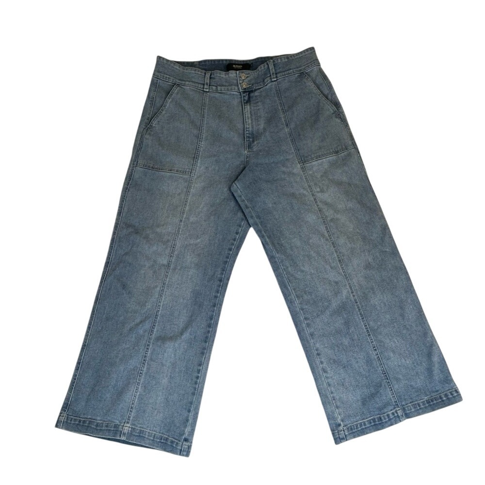 Hudson Los Angeles Wide Leg Crop Jeans Size 16 (Belt Removed) Front Seam